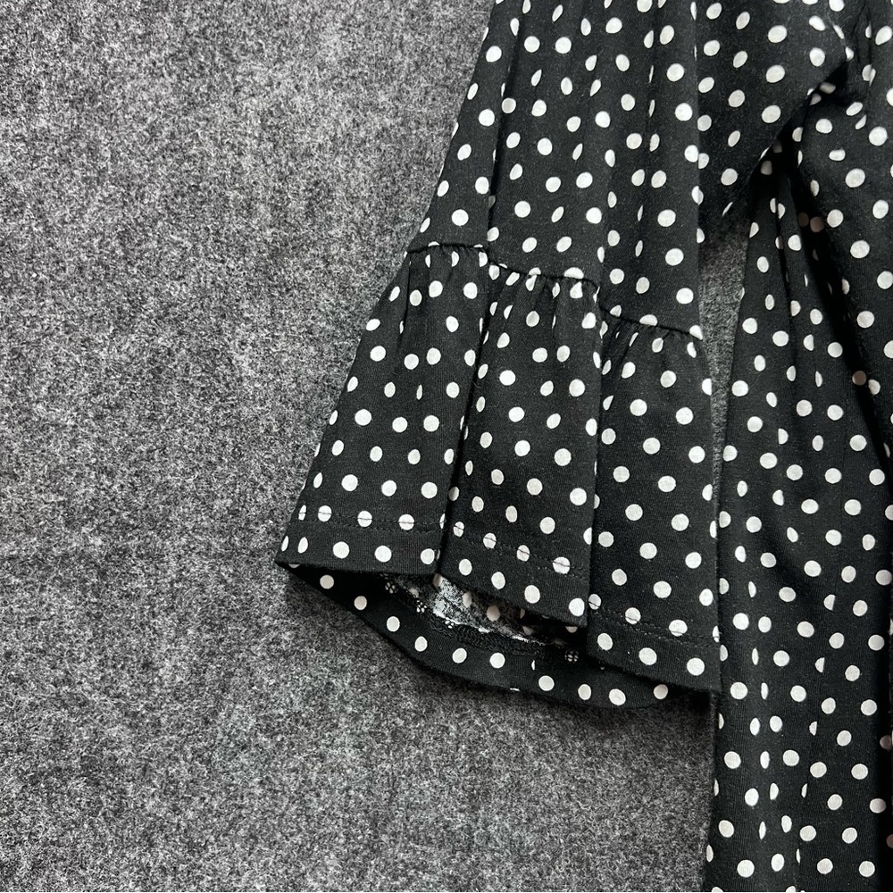 Michael Kors Women's Ruffle 1/4 Sleeve Polka Dot Blouse Black Size M - Picture 4 of 9